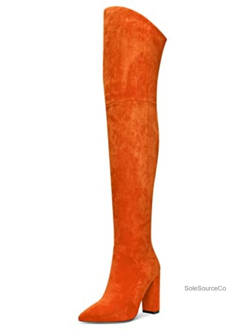 Over The Knee Boots Chunky Block High Heel Pointed Toe 4 Inch